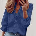 thumbnail image 2 of GigrtiJin Womens Fall Trendy Shirts Long Sleeves Solid Color Fashion Ruffle Tops Ladies V Neck Casual Loose Blouses, 2 of 6