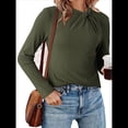 thumbnail image 1 of Blusas de Mujer de Larga Térmicas con Nudo Torcido, Cuello Alto, Informales, Ajustadas, Suaves y Elásticas. Verde XXL, 1 of 8