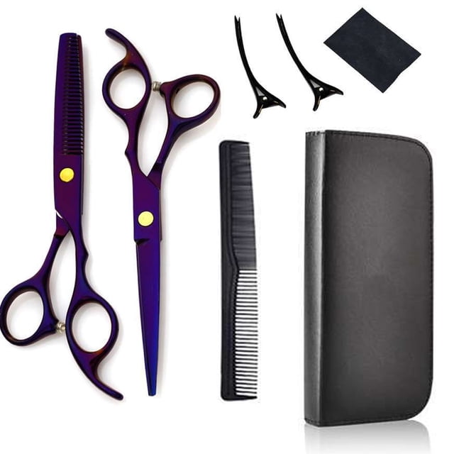 Kit de tijeras para cortar el cabello: tijeras profesionales, tijeras de entresacar y peine.