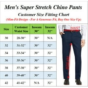 Mens Super Stretch Slim Fit Everyday Chino Pants (Sizes, 30-42)