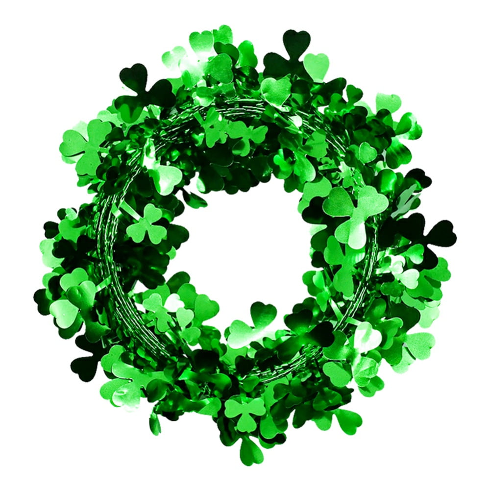 Patricks Day Green Shamrock Garland Tinsel Irish Ornaments Decorations 13" 4 St 