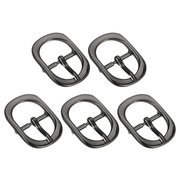 Uxcell 5Pack 0.75" Single Prong Belt Buckle Oval Center Bar Buckles for Leather Craft, Dark Grey