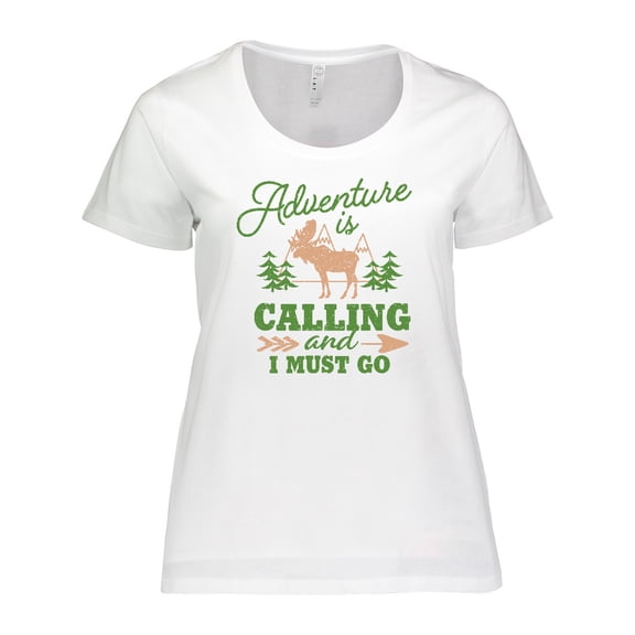 Inktastic Vintage Adventure is Calling and I Must Go with Moose Women's Plus Size T-Shirt