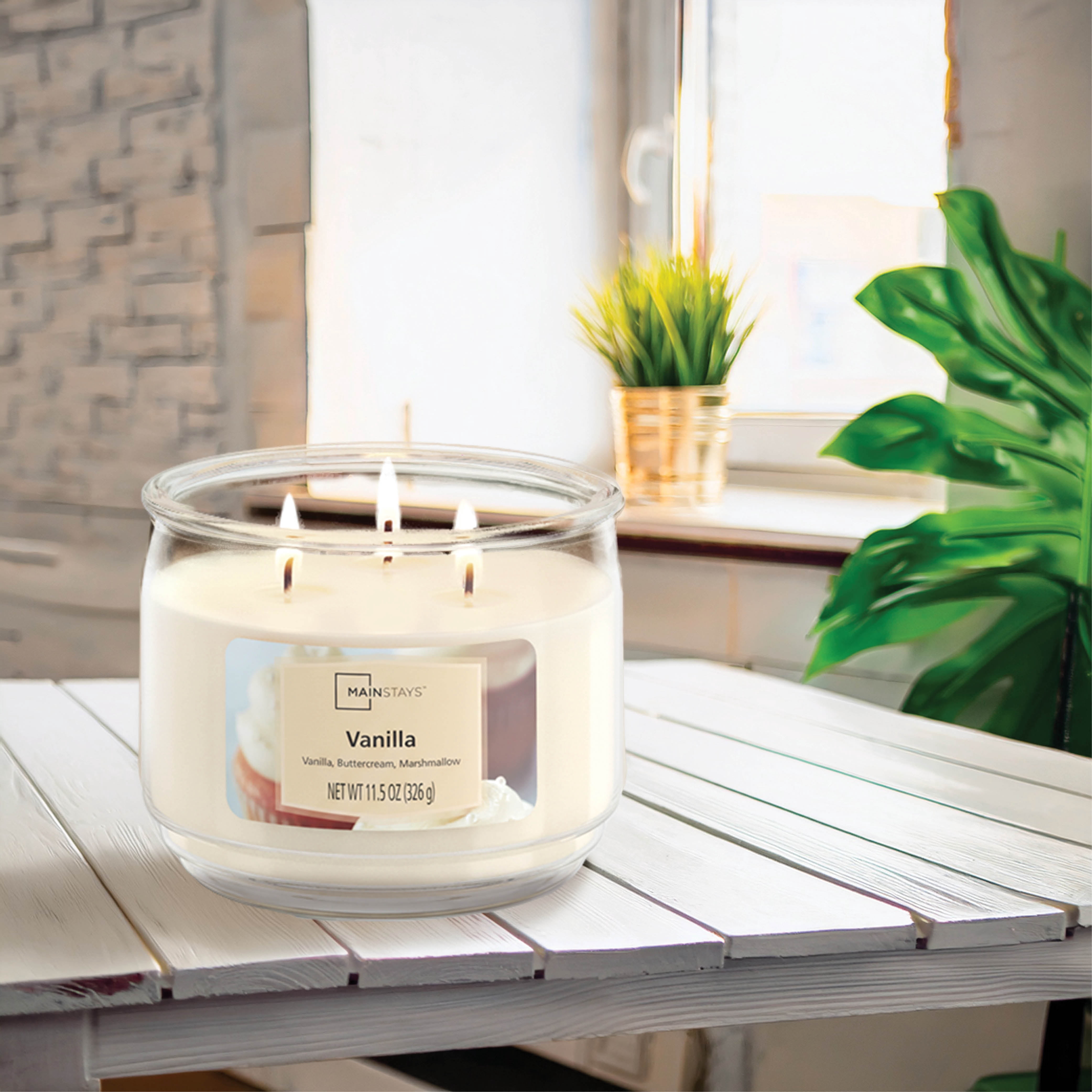 Mainstays 3-Wick Scented Glass Jar Candle, Vanilla, 11.5oz.