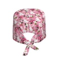 thumbnail image 2 of Salouo Rose Rabbit Print Adjustable Working Caps,1 Pcs Working Hats Elastic Scrub Hats Elastic Tie Back Hats Unisex Nurse Scrub Cap Nurse Hats ,One Size, 2 of 7