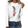 thumbnail image 2 of Babysbule Tops for Women Women's Tops O-Neck Printing Long Sleeve Casual Loose Blouse T-shirt Tops, 2 of 5