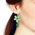 thumbnail image 4 of Romantic Green Quartz Floral Teardrop Brass Earrings, 4 of 4