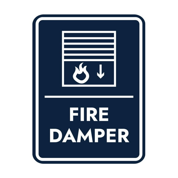 Signs ByLITA Portrait Round Fire Damper Door or Wall Sign Easy Installation | Health And Safety | Building And Danger Sign (Navy Blue / White) - Large