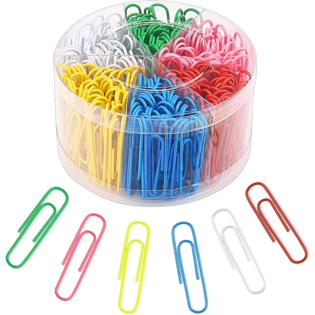 480 clips de papel de colores, clips de papel de metal laminado, clips de documentos con caja de 28 mm para papelería de oficina y escuela TUNC Sencillez