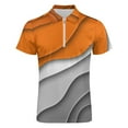 thumbnail image 4 of Ombre Orange Grey Men Zipper T-shirt Summer Casual Short Sleeve T-shirt Top, 4 of 7