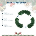 thumbnail image 5 of 48in Large Artificial Pre-Lit Fir Christmas Wreath Holiday Accent Decoration for Door, Mantel w/Red Lighted Bow, 250 LED Lights, 714 PVC Tips, Power Plug-in(Green), 5 of 7