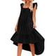 thumbnail image 1 of Vestido Largo Con Volantes Vestido casual de mujer Vestido de verano de algodón de corte bajo Vacaciones de vacaciones (Negro L Cgtredaw Para estrenar, 1 of 1
