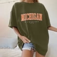 thumbnail image 2 of Honeeladyy Sales Michigan Midwestern USA Letter Shirt for Women Vintage Short Sleeve Tops Loose Summer Crewneck Casual Trendy Blouse, 2 of 4