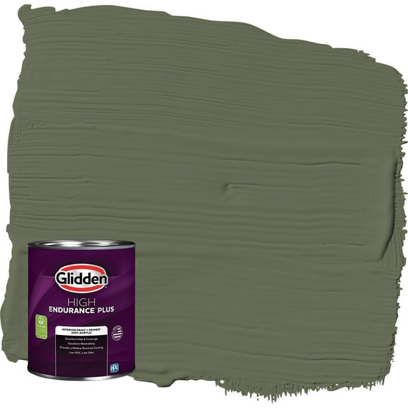 Glidden HEP All About Olive / Green Flat Interior Paint with Primer, 1 Quart