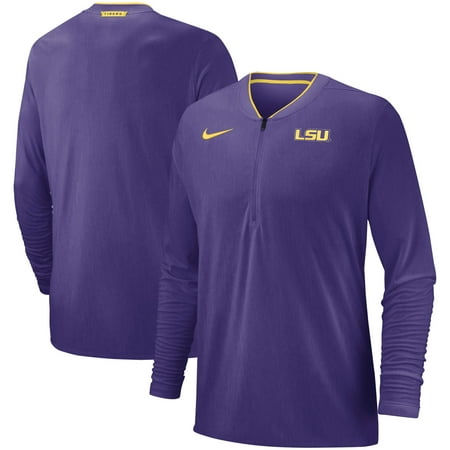 Nike Performance Jacket LSU Tigers Nike 2018 Coaches Sideline Performance Quarter-Zip Jacket - Heathered Purple ()