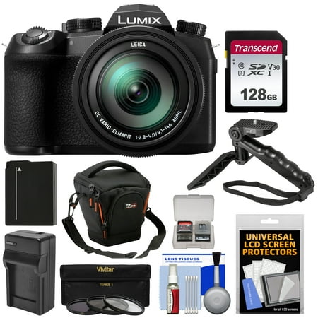 Panasonic Lumix DC-FZ1000 II 4K QFHD Wi-Fi Digital Camera 128GB Card + Battery + Charger + Case + Grip/Tripod + (Panasonic Lumix Fz1000 Best Price)