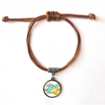 thumbnail image 1 of August Month Season Illustration Bracelet Leather Hide Rope Wristband Brown Jewelry, 1 of 3
