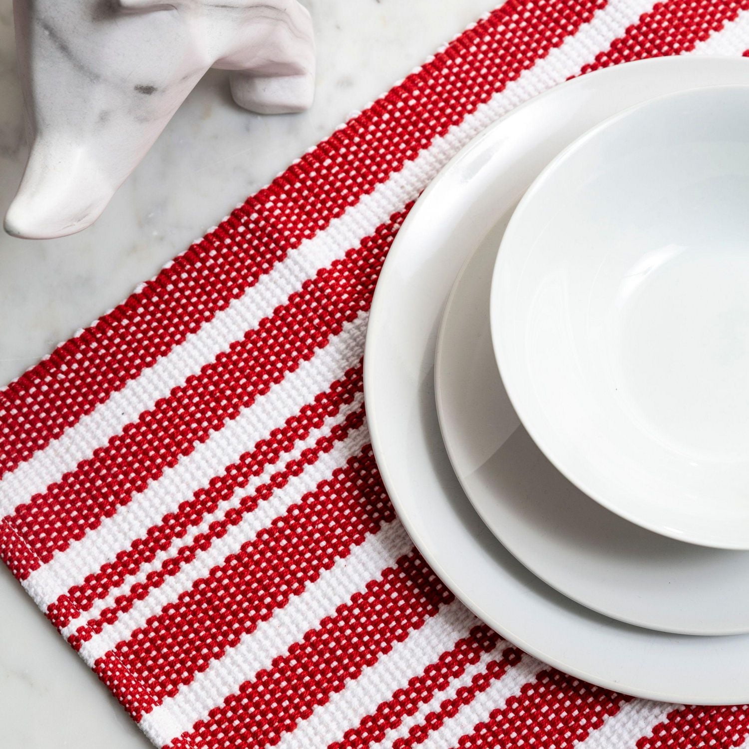 Ensemble de 4 sets de table en coton à rayures Broadway Fabstyles, lavables en machine, parfaits pour la cuisine et la table à manger ou les tables d'extérieur