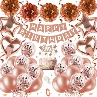 Birthday Decorations Rose Gold and Burgundy Party Decor with White Latex  Confetti Balloons Burgundy Happy Birthday Banner Decor for Women Girls