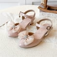 thumbnail image 7 of Viluyesy Girls Rhinestone Bow Sandals Kids Summer Princess Dress Shoes Mid Heel Performance Party Wedding 4.5-12.5Y Pink Size 1.5 M, 7 of 7