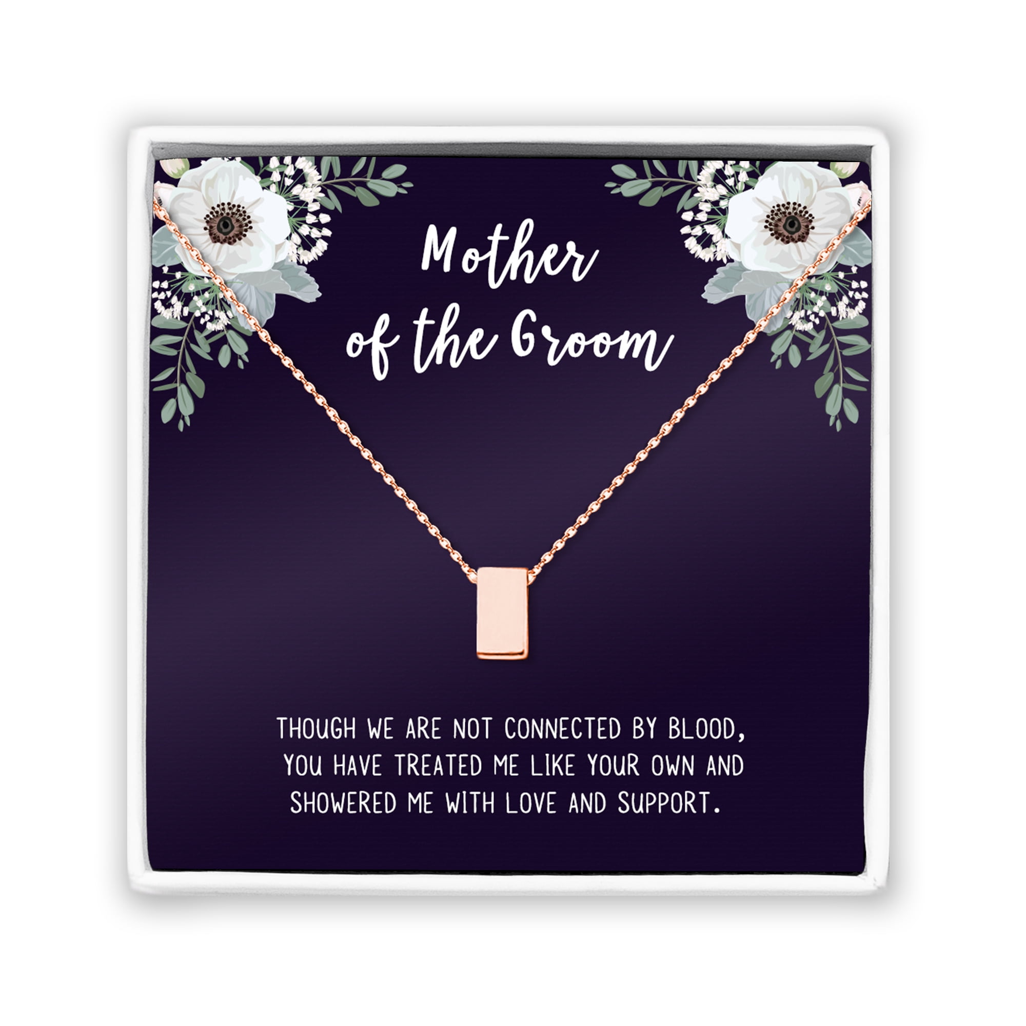 Rose Gold Mother's Day Necklace for Mom, Mother of the Groom Gift, Wedding Day Gift, Wedding Gift for Mother of the Groom, Necklace and Card Jewelry Gift Box [Rose Gold, No-Personalized Card]