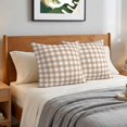 thumbnail image 6 of Pillow Covers 18x18 Set of 2, Brown Checked Throw Pillow Covers Decorative Couch Cushion Cover, Farmhouse Buffalo Plaid Country Grid Microfiber Soft Square Pillowcases for Bedroom Living Room Sofa, 6 of 9