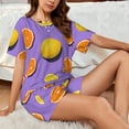 thumbnail image 6 of Bixox Women's Yellow Lemon And Orange Printed Pajama Set 2 Piece Lounge Set Top and Shorts Soft Pajamas, Shorts with Pockets, 6 of 7