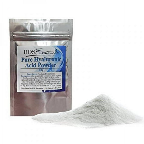 Poudre de Sérum à l'Acide Hyaluronique Pur / HYALURONATE de SODIUM 100 % Naturel / Poids Moléculaire Élevé / Retient l'Hydratation et Donne une Peau Pulpeuse et Jeune - Prépare 35 Onces de Sérum Antiâge à l'Acide Hyaluronique!