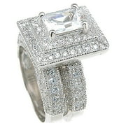 His and Hers Wedding Ring Set Matching Trio Wedding Bands for Him (Titanium) and Her (Sterling Silver) (6/13)