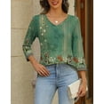 thumbnail image 5 of Weardear Womens V Neck 3/4 Sleeve Dressy Blouses Casual Loose Fit Tunic Tops Boho Business Blouses, 5 of 7