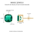 thumbnail image 6 of Rosec Jewels 2.75 CT Cushion Cut Lab Created Emerald Stud Earrings for Women, Lab Created Emerald Solitaire Earrings, 18K Yellow Gold, 6 of 7