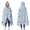 Blue Dinosaurs Leaves, variant on Wearable Blanket,Blue Dinosaur Skeletons Pattern Hooded Wearable Flannel Blanket for Adults & Teens,Winter Poncho Shawl Wrap Cape Cozy Anti-Pill,50"x60"