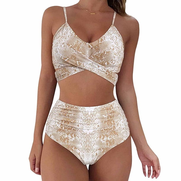 Conjuntos de bikinis para mujer con estilo Conjunto de bikini estampado sin mangas Traje de baño Push-Up Traje de baño acolchado Traje de baño Ropa de playa OAVQHLG3B Store lin121212
