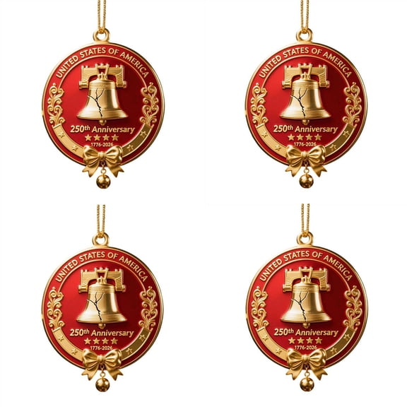 America 250th Anniversary Ornament, Red Liberty Bell Hanging Patriotic Theme Decor for Holiday Setups, Home Holiday Decorations