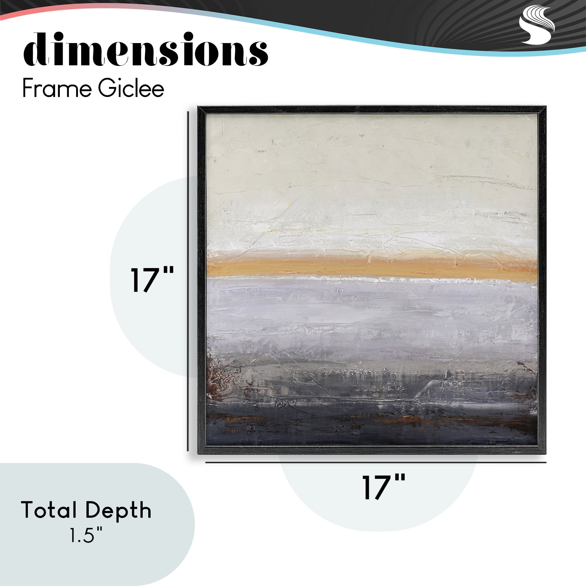 Warm Peachy Horizon Black Framed Giclee Art, design by Design Fabrikken