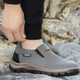 thumbnail image 3 of CHICVOMEY Outdoor Slip-on Sneakers for Men Breathable Leather Upper Non-slip Casual Sneakers for Hiking & Walking Shoes, 3 of 7