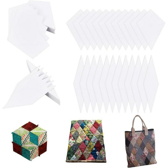 200 Pcs 2 Styles English Paper Piecing Rhombus Shape Paper Piecing Templates Quilting Templates for Quilting Sewing Crafting Project DIY