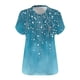 thumbnail image 5 of Camisetas Casuales de las Mujeres Más Tamaño V-Cuello Impresión Manga Corta Color Sólido Base de Verano Superior, Ligero para Diario, 5 of 9