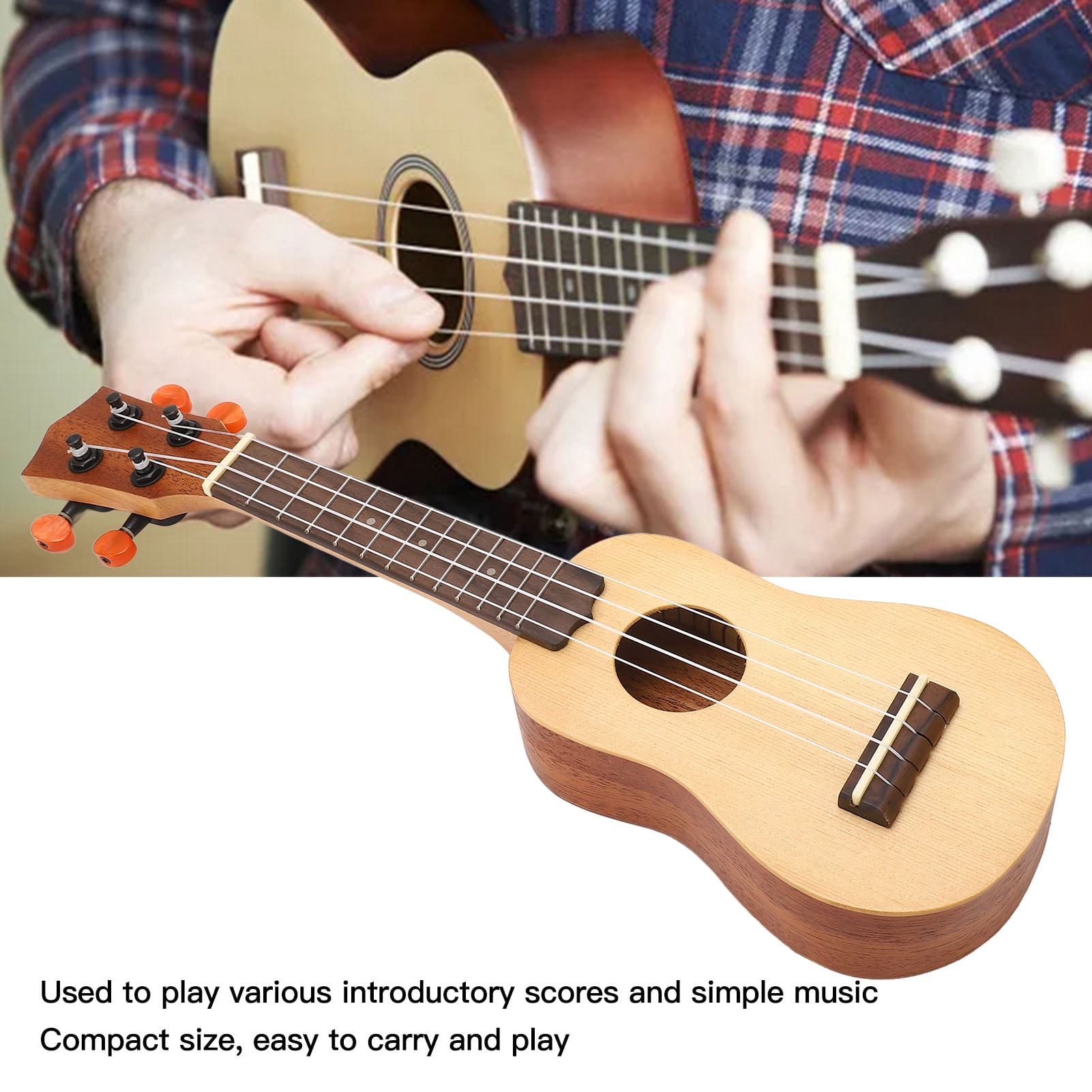 BIMZUC 16 Inch Solid Spruce Wood Ukulele Mini Concert 4 String Guitar for Beginners & Professionals