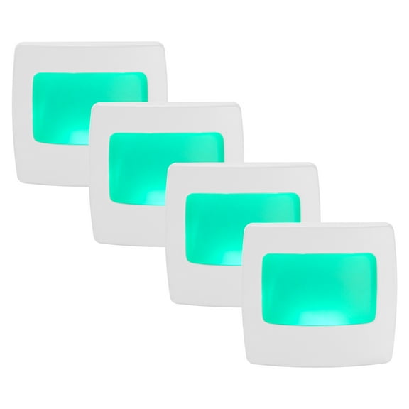 Maxxima Mini Green Always On LED Night Light - Ideal Plug-in Lighting for Bedrooms, Bathrooms, Kitchens, Kids' Nursery, Hallways, Stairs or Any Dark Room or Space at Home  - 4 Pack