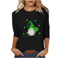 thumbnail image 2 of Meichang T-Shirts pour Femmes Jour de la Saint-Patrick Manches 3/4 Hauts Trèfle Chanceux T-Shirts Imprimé Vert Col Rond Décontracté Vacances T-Shirts Jour de la Saint-Patrick, 2 of 4