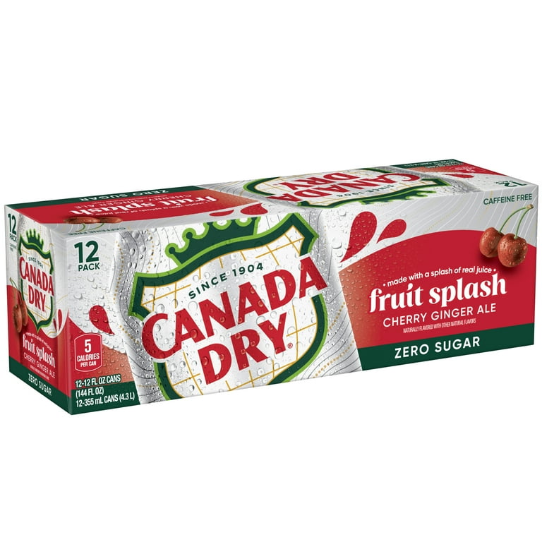 Canada Dry Zero Sugar Cherry Ginger Ale, Caffeine Free with Splash