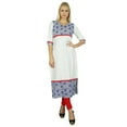 thumbnail image 5 of Bimba Women White Indian Ethnic Kurti 3/4th Sleeve Tunic Long Blouse Top, 5 of 5