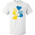 thumbnail image 3 of Inktastic Down Syndrome Awareness with Handprints and Hearts Blue and Yellow T-Shirt, 3 of 5