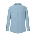 thumbnail image 6 of Ltctricy Women's Button down Shirts Cotton Long Sleeve Curved Hem Pleated Collared Blouses Casual Loose Tunic Tops(Light Blue,Medium), 6 of 6