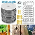 thumbnail image 1 of PENGXIANG 30M 2mm Convenient Stainless Steel Wire Rope Cable Hooks Hanging Kit Tent Rope, 1 of 10