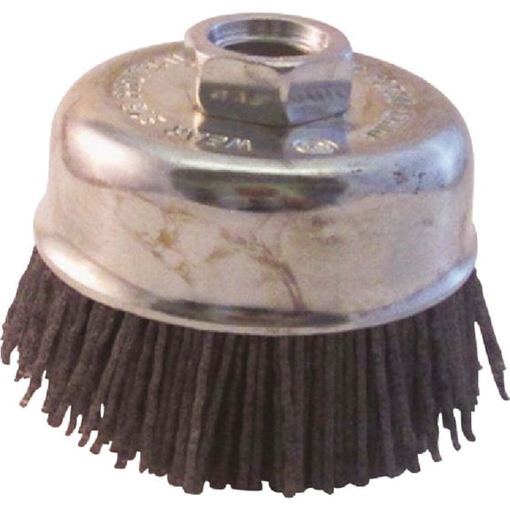 Dico Nyalox 7200004 Cup Brush, 3 in Dia, 5/8-11 Arbor/Shank, Female Threaded Bristle, Nylon Bristle