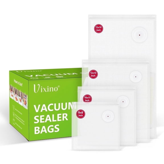 Vixino Vacuum Sealer Bags, 40 Pcs Reusable Food Saver Bags for Vac Storage, Meal Prep or Sous Vide Cooking, BPA-Free & Leak-proof