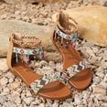 thumbnail image 6 of VBARHMQRT Female Slide Sandals Women Shoes Low Wedge Sandals Fashionable Outdoor Tassel Bohemian Beach Sandals Funky Monkey Sandals Women Women's Sandals Wide Fit, 6 of 7