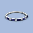 thumbnail image 3 of TriJewels 1.20 ctw Baguette Blue Sapphire and Round Lab Grown Diamond Wedding Band in 14K White Gold, 3 of 6